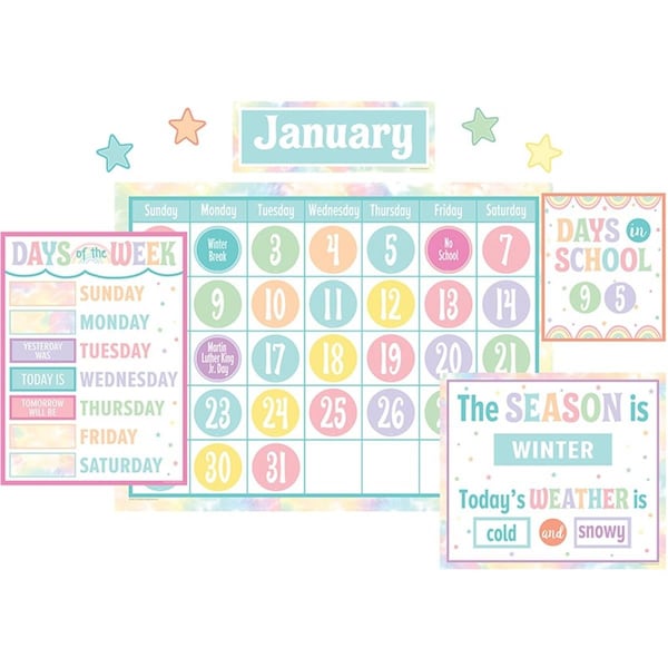 Teacher Created Resources 24 x 18 in. Pastel Pop Calendar Bulletin Board TCR8411 - main